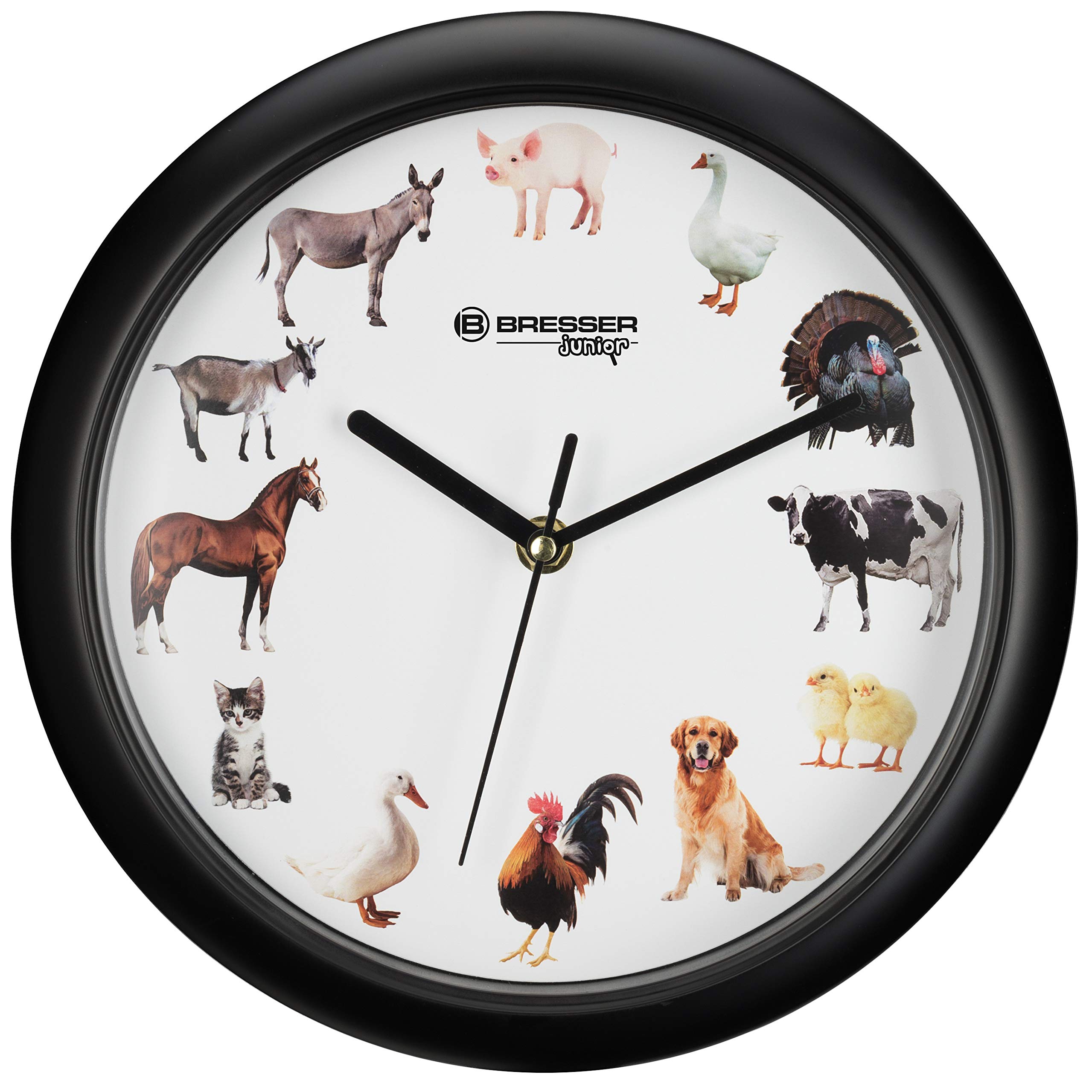 bresser-junior-kinder-wanduhr-25-cm-mit-12-tierger-uschen-lernuhr-mit-schlafmodu image 2