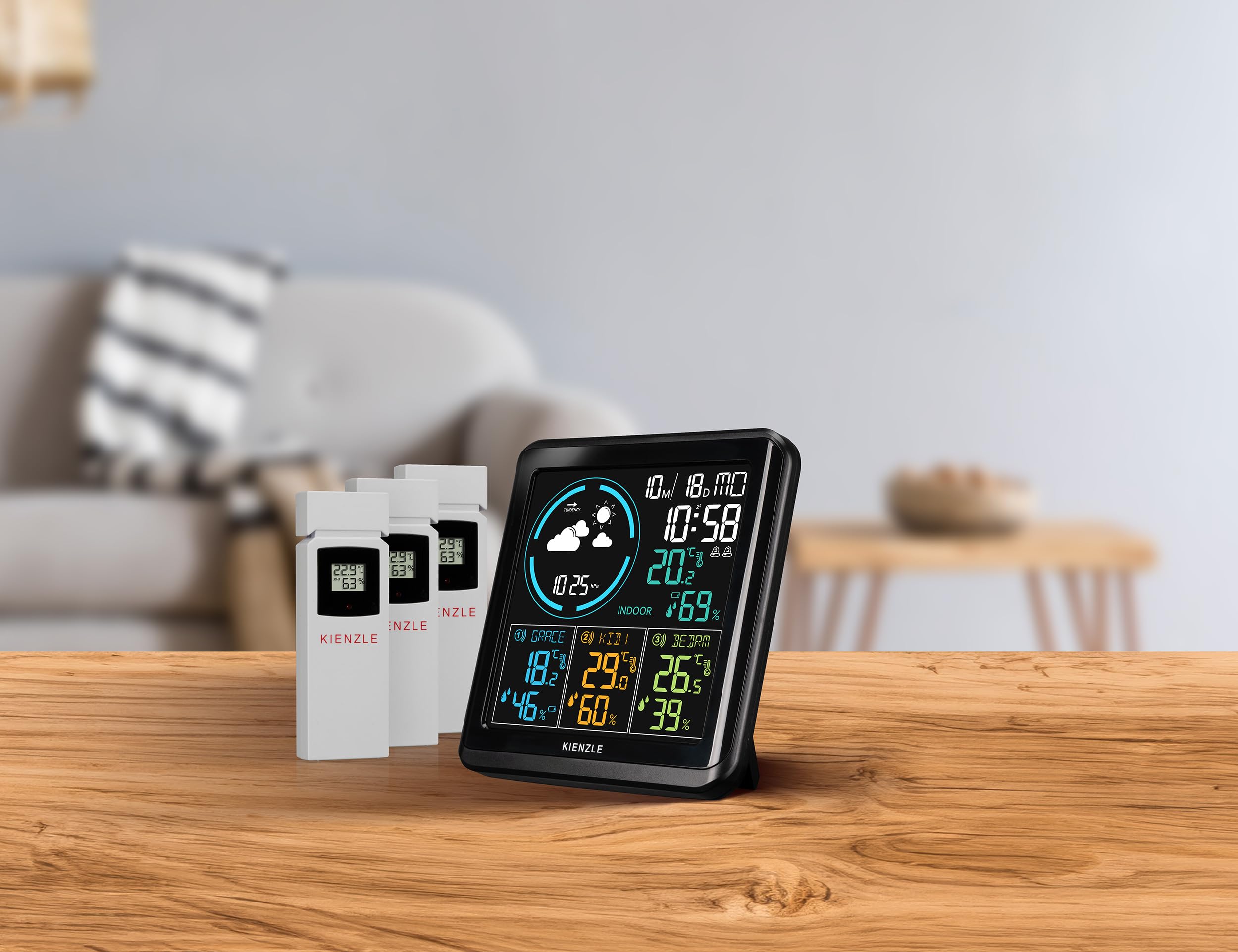 bresser-kienzle-wetterstation-funk-mit-3-au-ensensoren-und-farbdisplay image 2