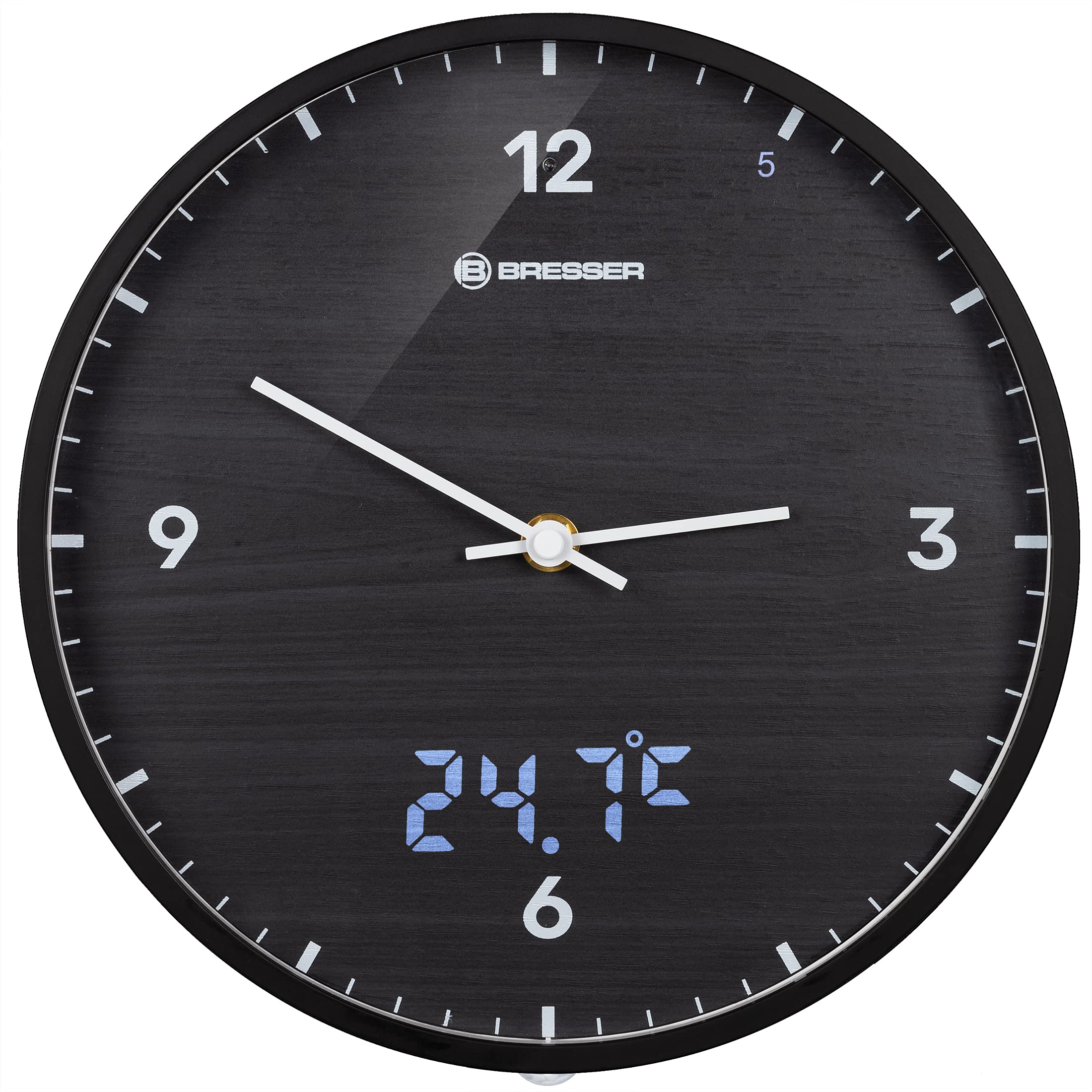 bresser-mytime-ledsec-funk-wanduhr-24-cm-mit-temperaturanzeige-schwarz image 2