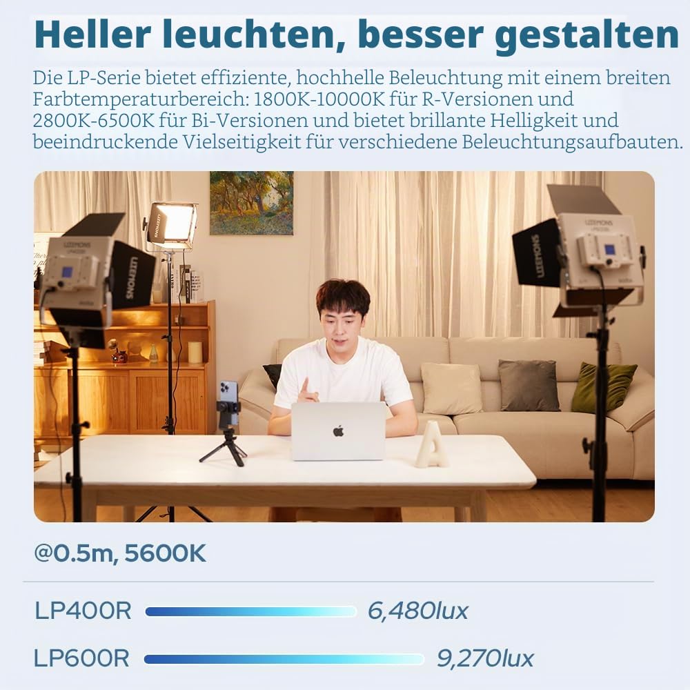 godox-litemons-lp600bi-k2-bi-color-led-lichtpanel-2er-set-60w-mit-stativ image 2