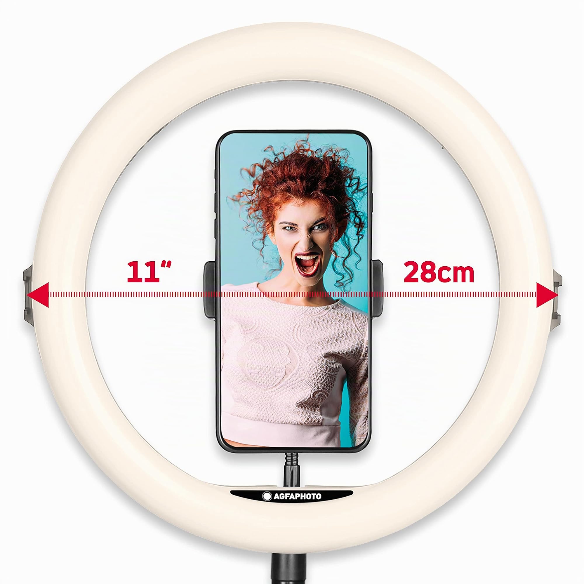 agfaphoto-realiview-arl11xl-11-zoll-led-ringlicht-mit-stativ-45-155-cm image 2