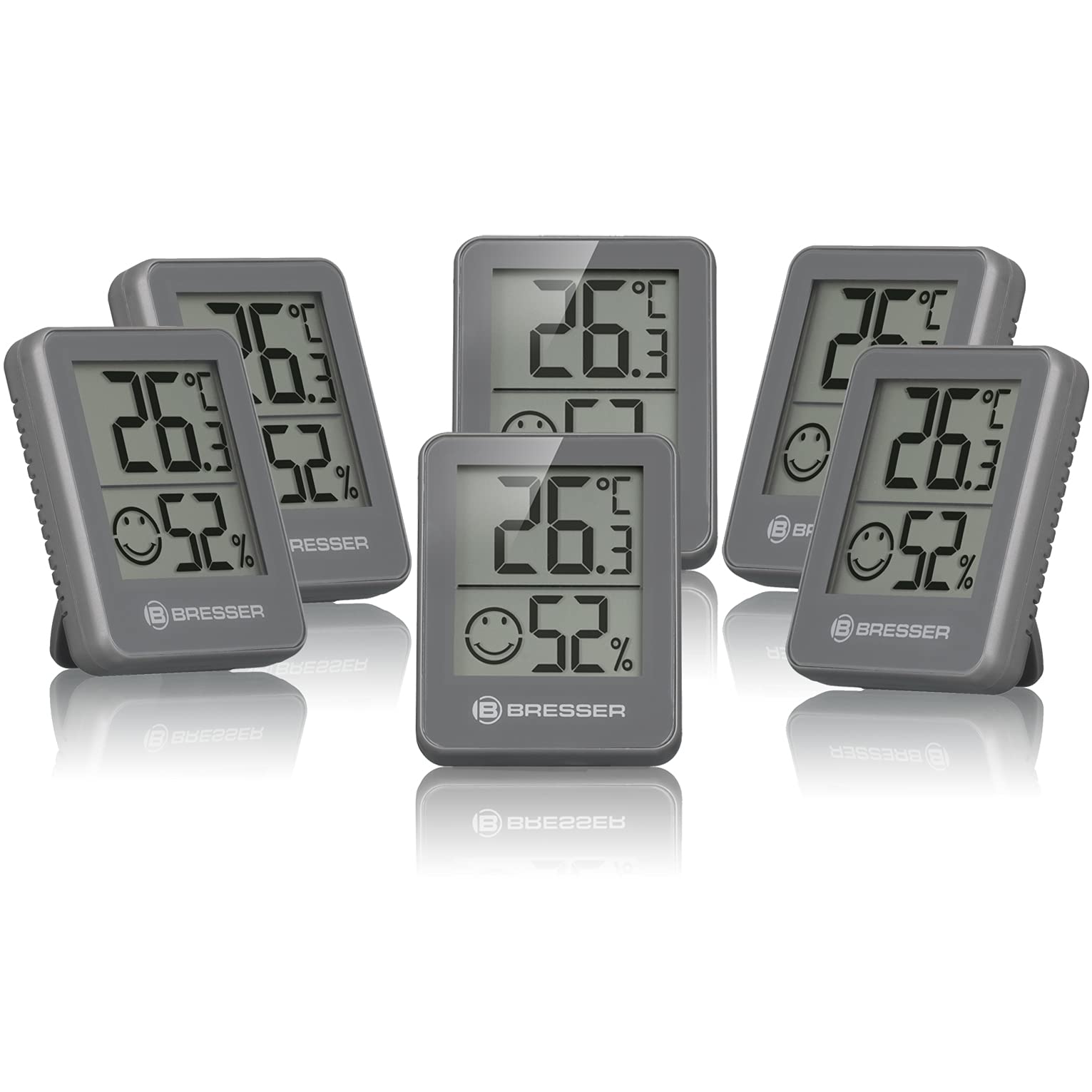 bresser-climatemp-thermo-hygrometer-indikator-6er-set-digital-grau image 1