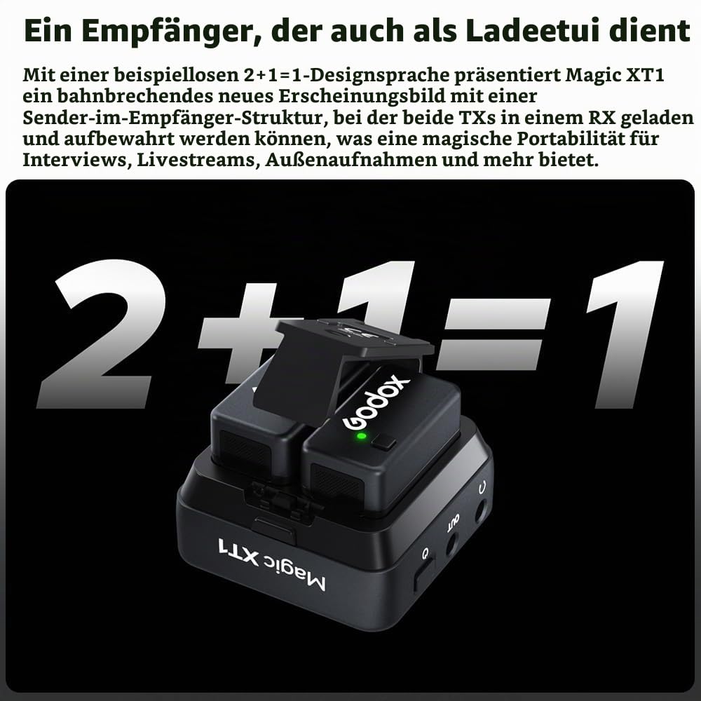 godox-magic-xt1-funk-lavalier-mikrofon-set-2tx-1rx-mit-lade-case-touchscreen image 2