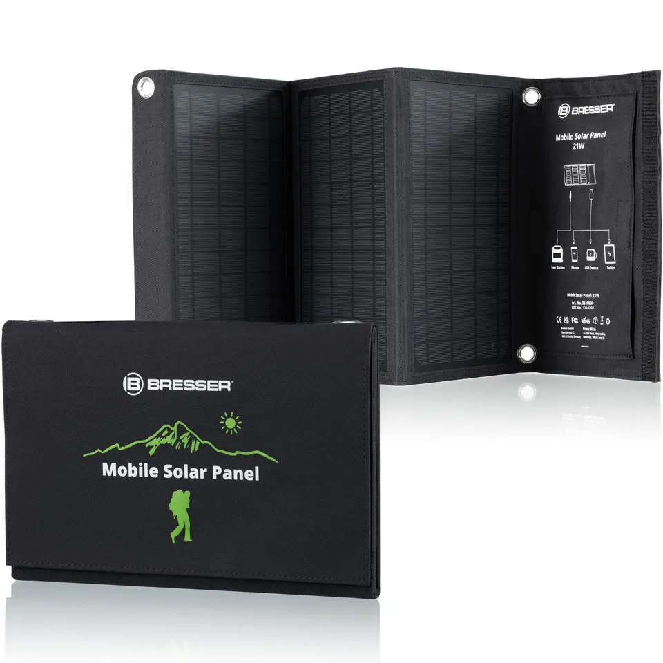 bresser-mobiles-solar-ladeger-t-21w-faltbar-mit-usb-a-und-dc-anschluss image 1