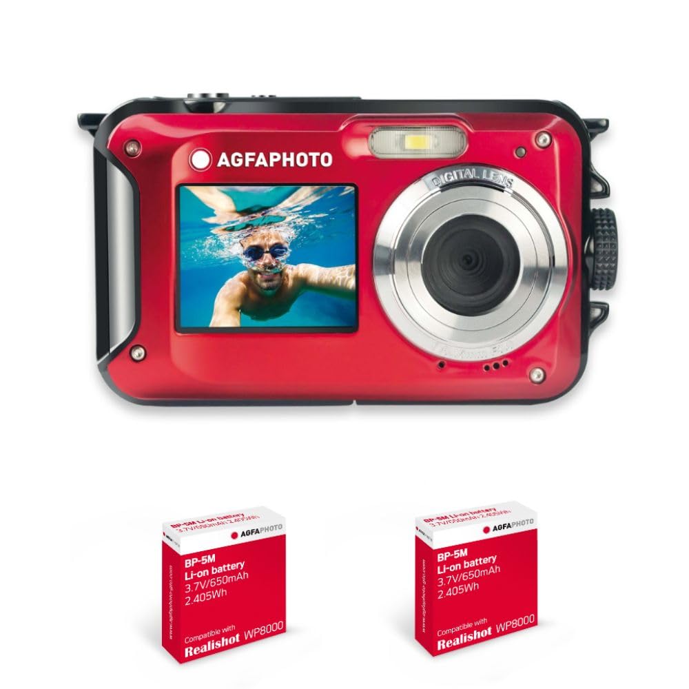 agfaphoto-realishot-wp8000-wasserdichte-digitalkamera-24-mp-full-hd-rot-2-akkus image 1
