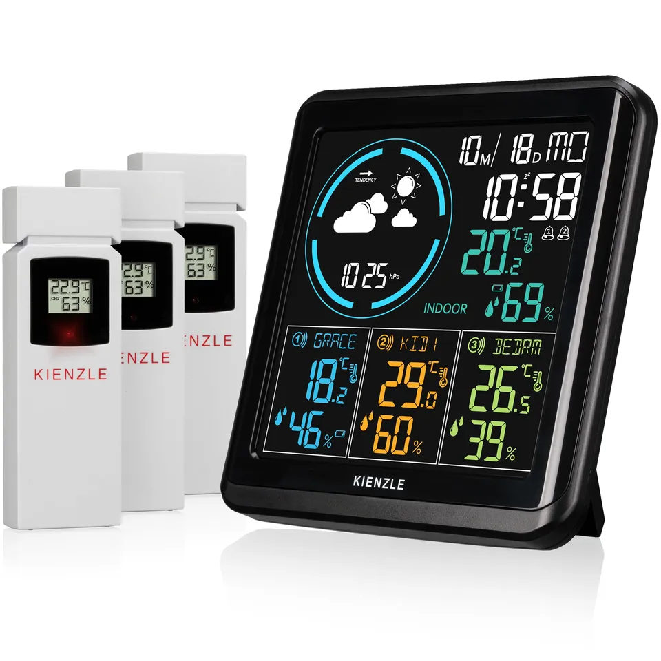 bresser-kienzle-wetterstation-funk-mit-3-au-ensensoren-und-farbdisplay image 1
