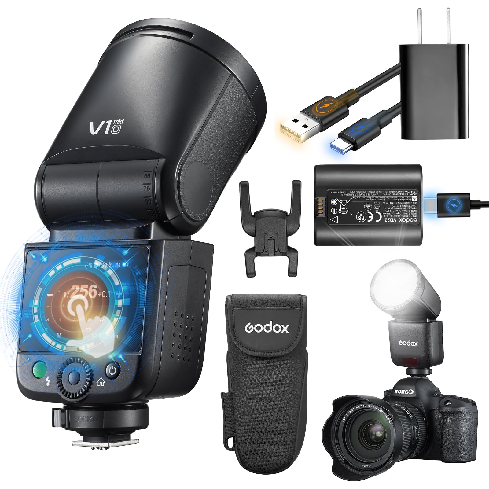 godox-v1-mid-blitz-55ws-mit-rundem-kopf-und-touchscreen-f-r-olympus-panasonic image 1