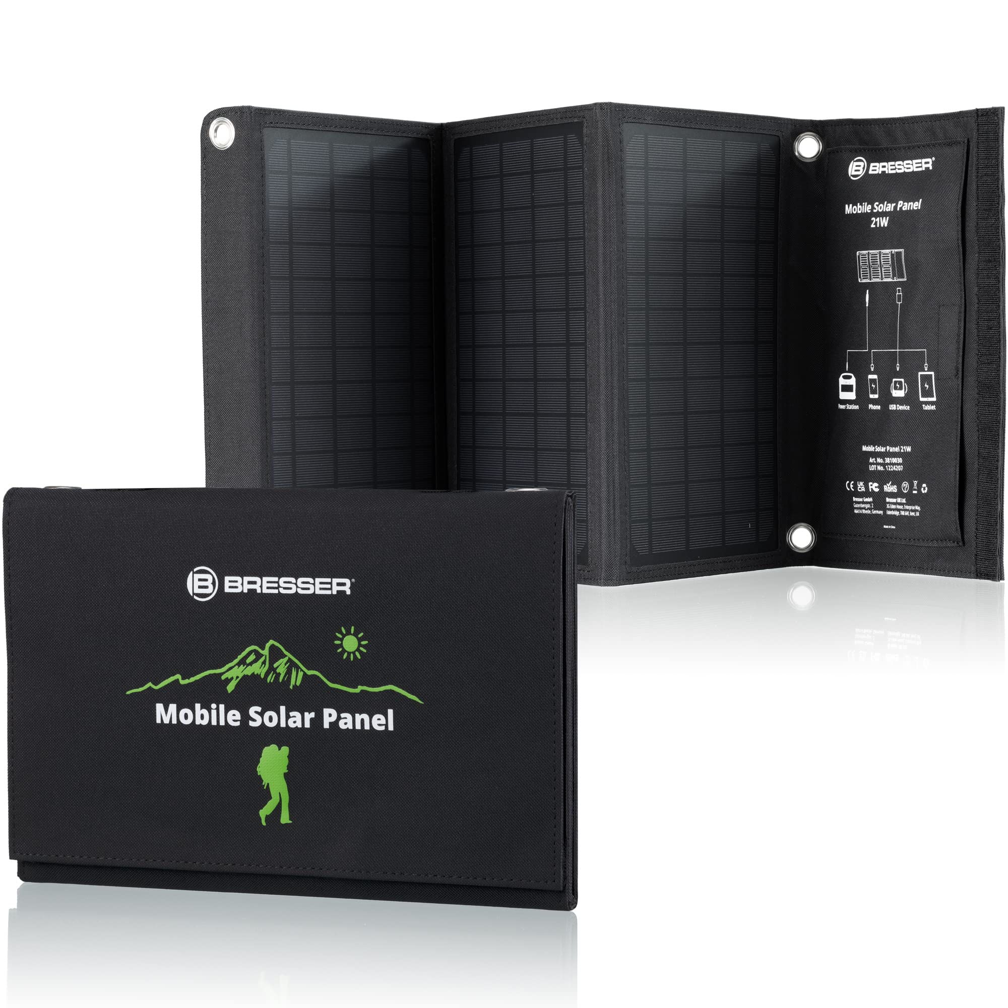 bresser-mobiles-solar-ladeger-t-21w-faltbar-mit-usb-a-und-dc-anschluss image 1