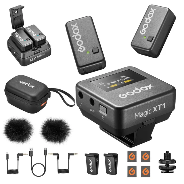 godox-magic-xt1-funk-lavalier-mikrofon-set-2tx-1rx-mit-lade-case-touchscreen image 1