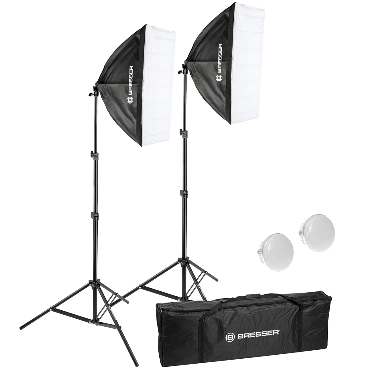 bresser-br-225b-led-tageslicht-set-2x-50w-softbox-50x70-cm-mit-stativen image 1