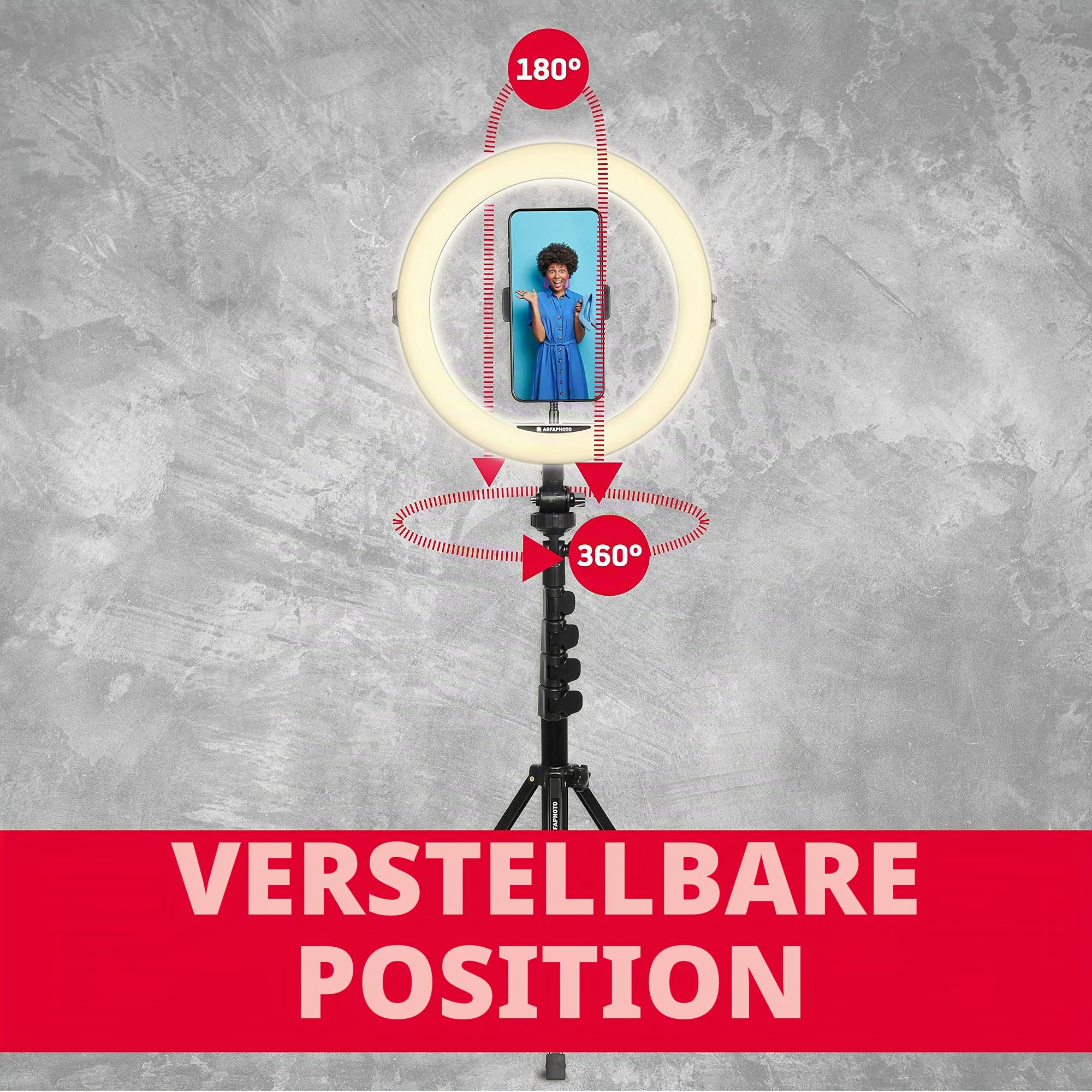 agfaphoto-realiview-arl11xl-11-zoll-led-ringlicht-mit-stativ-45-155-cm image 4