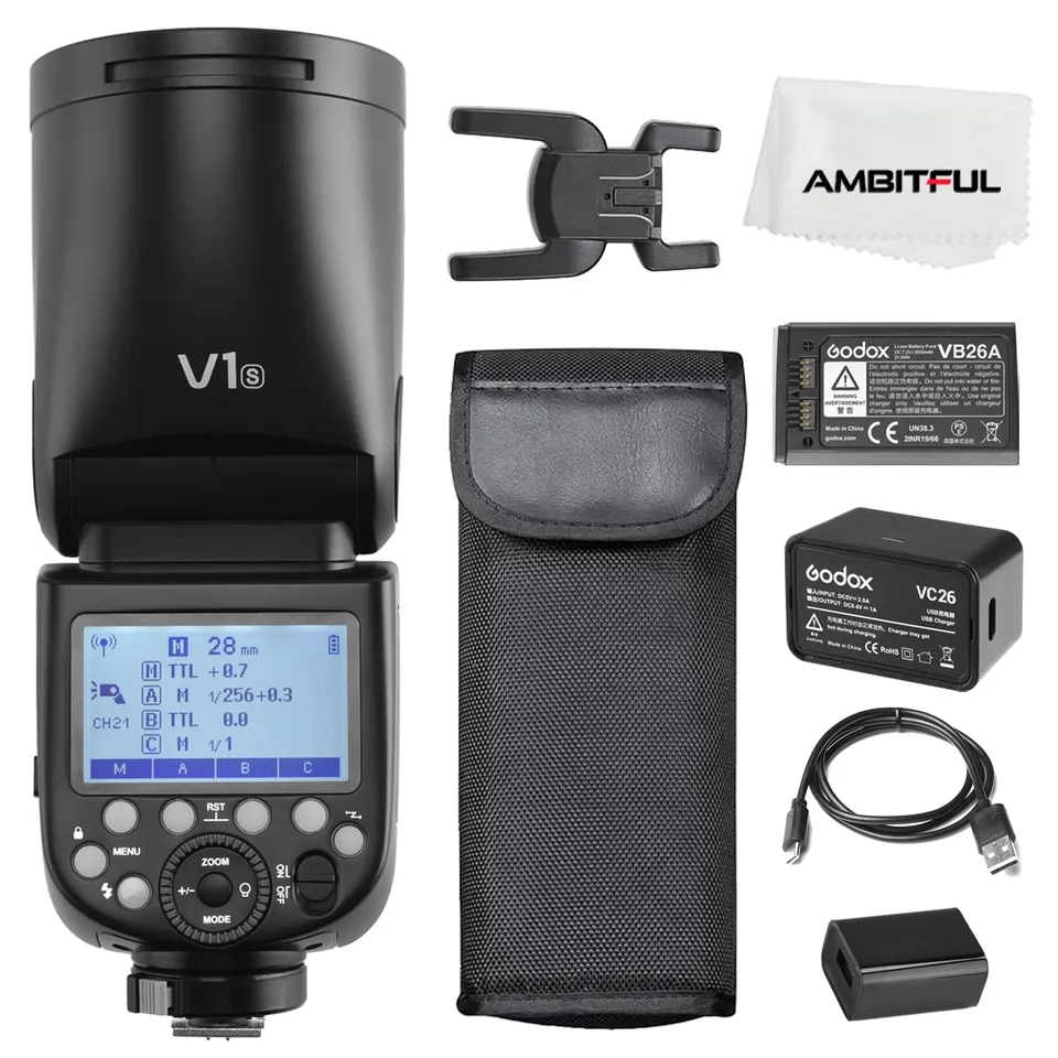 godox-v1-s-kamera-blitz-speedlite-f-r-sony-mit-rundkopf-und-li-ion-akku image 1