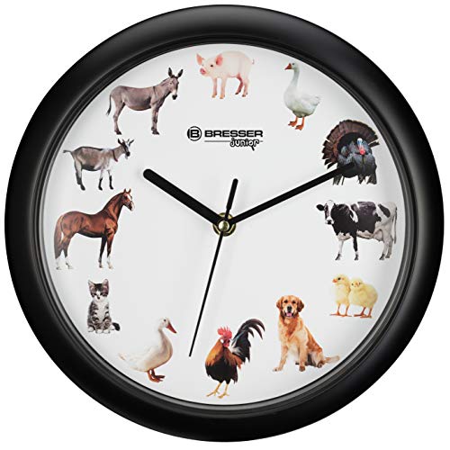 bresser-junior-kinder-wanduhr-25-cm-mit-12-tierger-uschen-lernuhr-mit-schlafmodu image 5