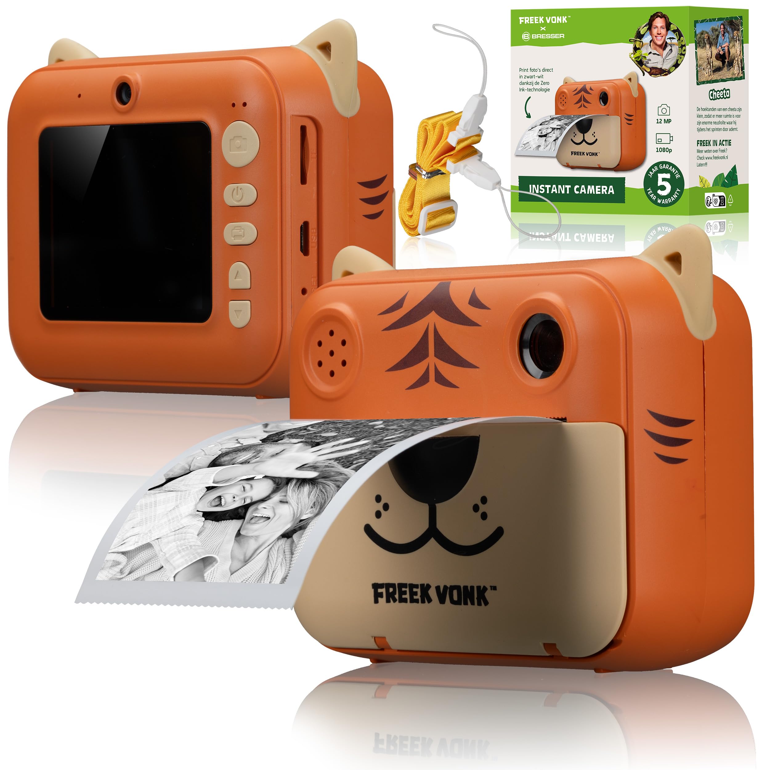 bresser-freek-vonk-x-bresser-kinder-sofortbildkamera-mit-drucker-tigerdesign image 1