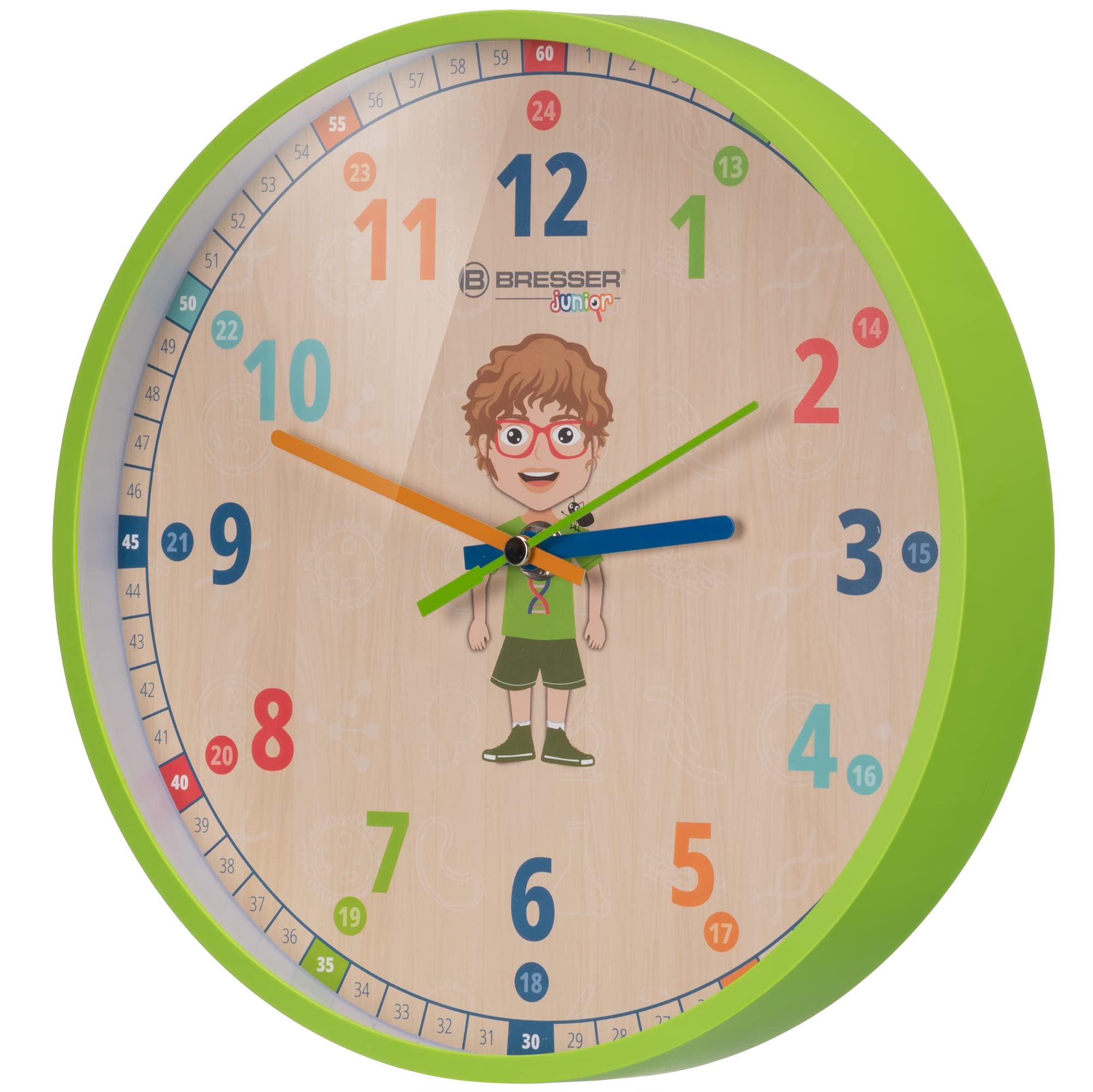 bresser-junior-kinder-wanduhr-25-cm-lautlos-gr-n image 2