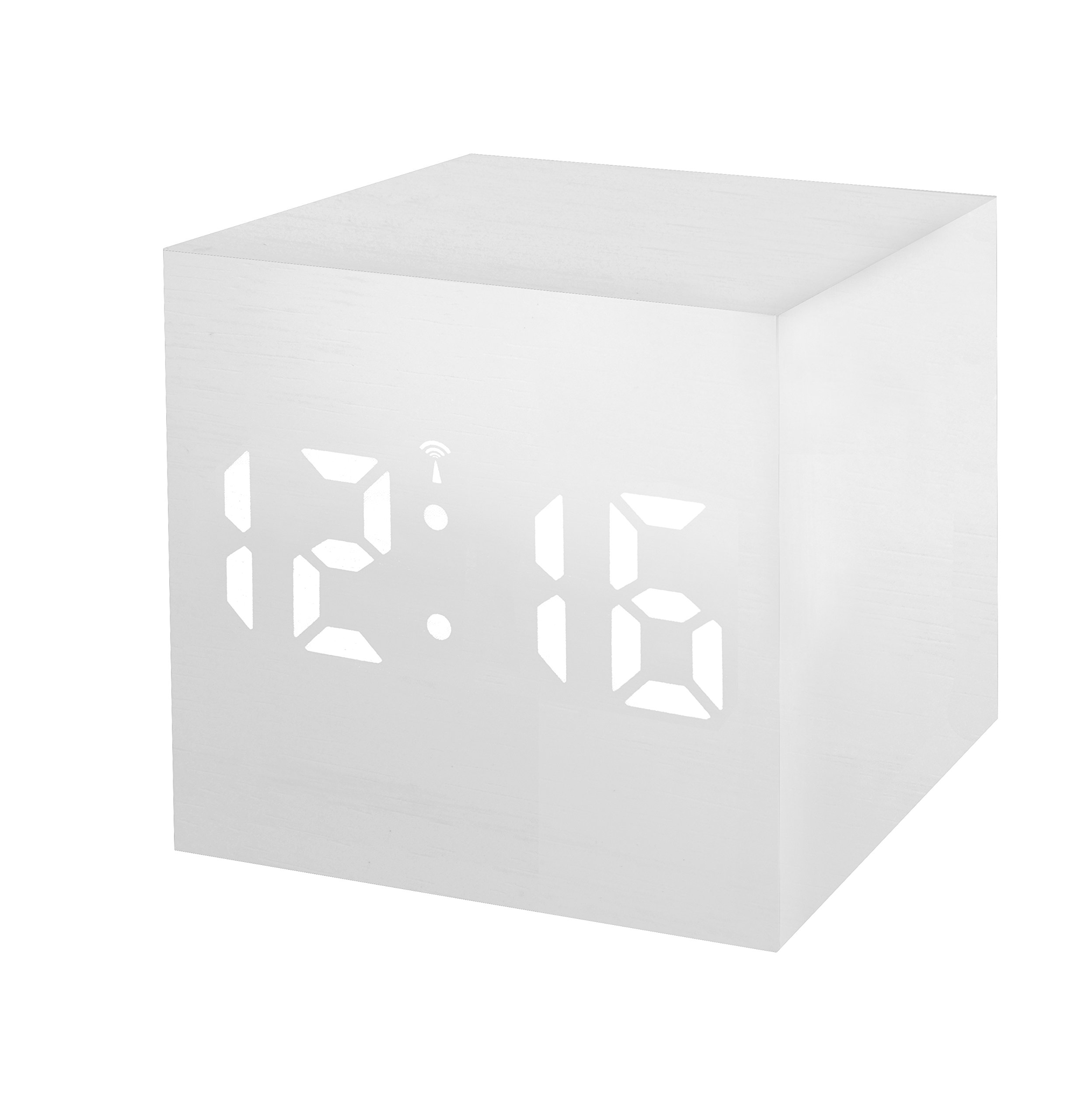 bresser-mytime-wac-funkwecker-wei-holzoptik-67x67x67-mit-led-dimmung image 1