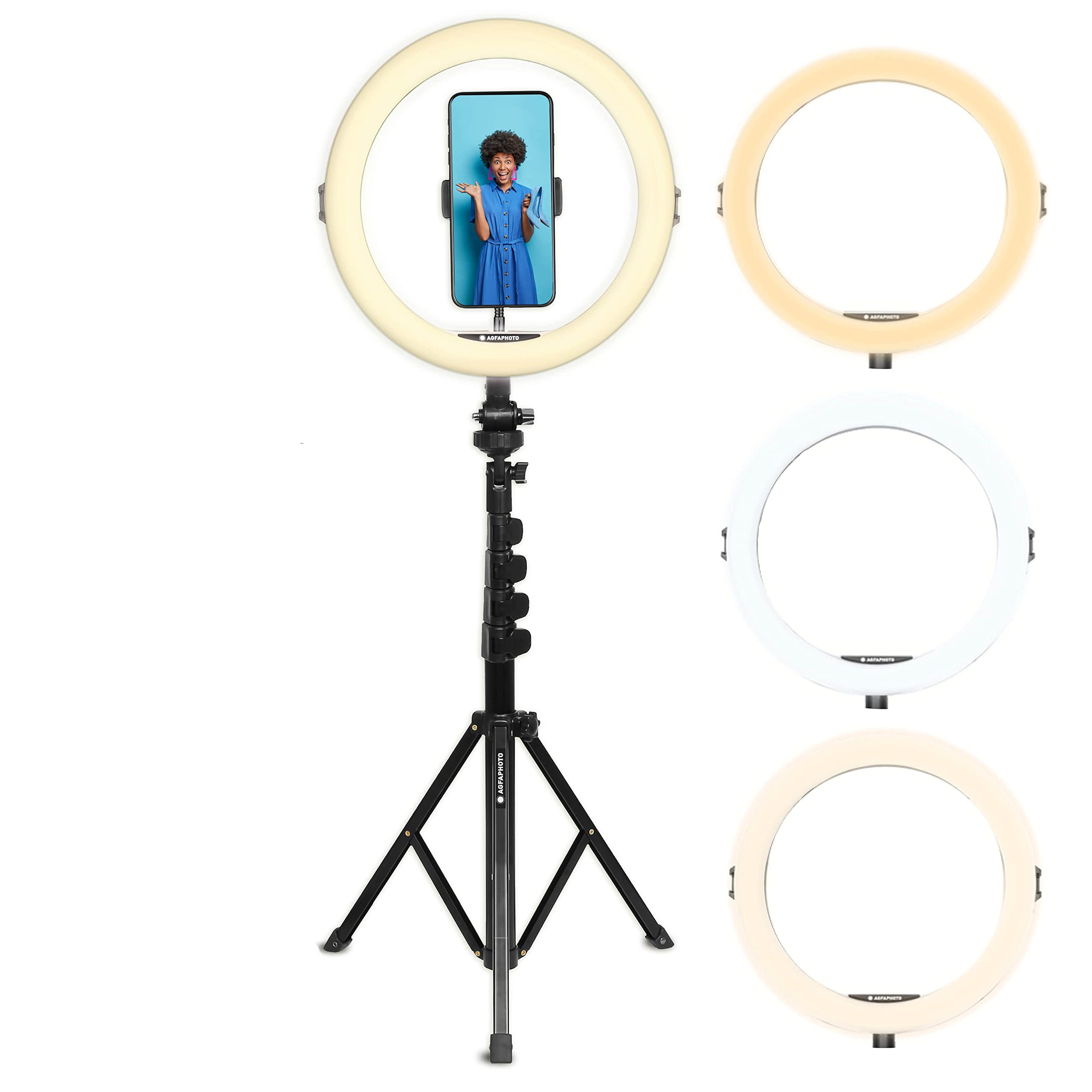 agfaphoto-realiview-arl11xl-11-zoll-led-ringlicht-mit-stativ-45-155-cm image 1