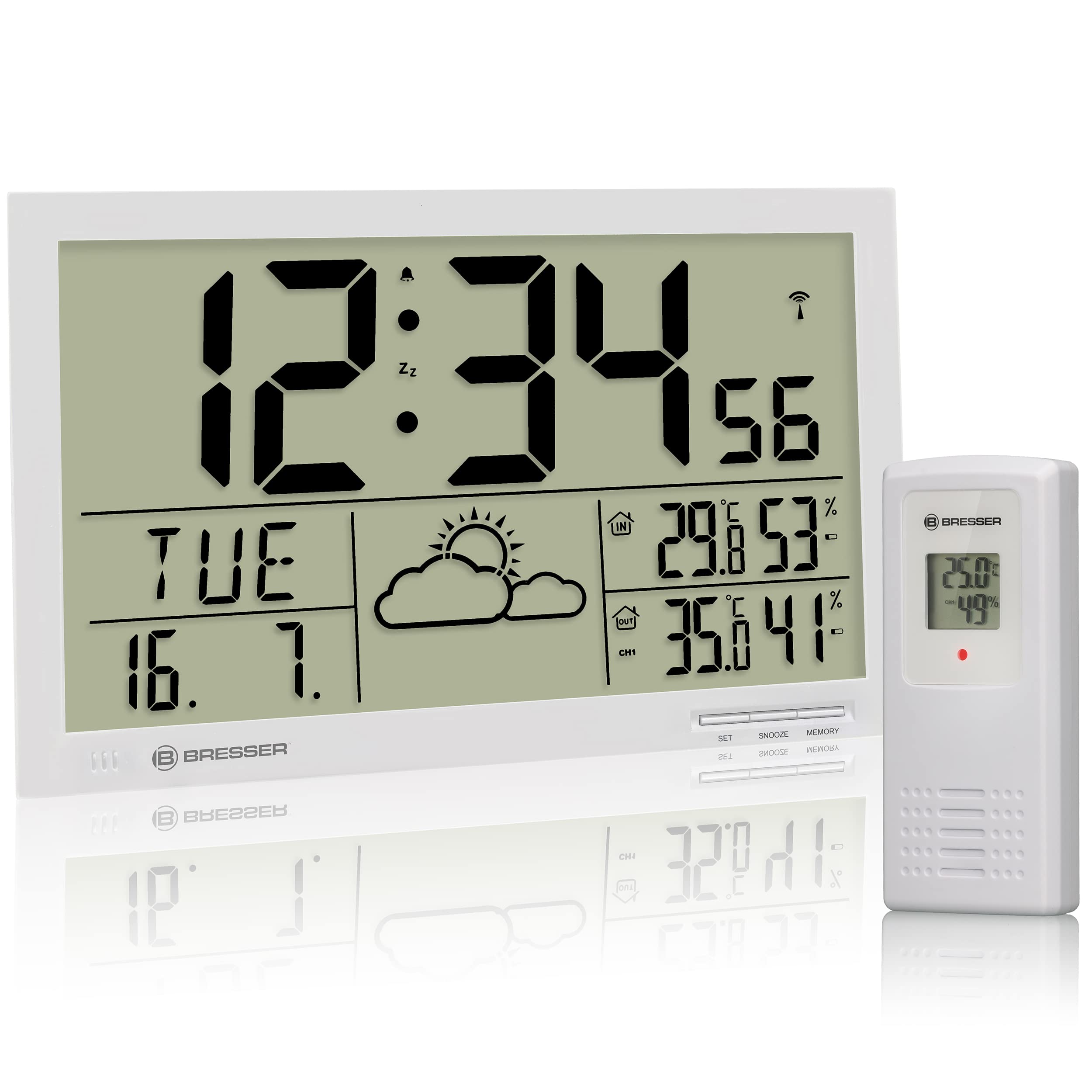 bresser-mytime-jumbo-lcd-funk-wetter-wanduhr-mit-au-ensensor-9cm-ziffern-wei image 1
