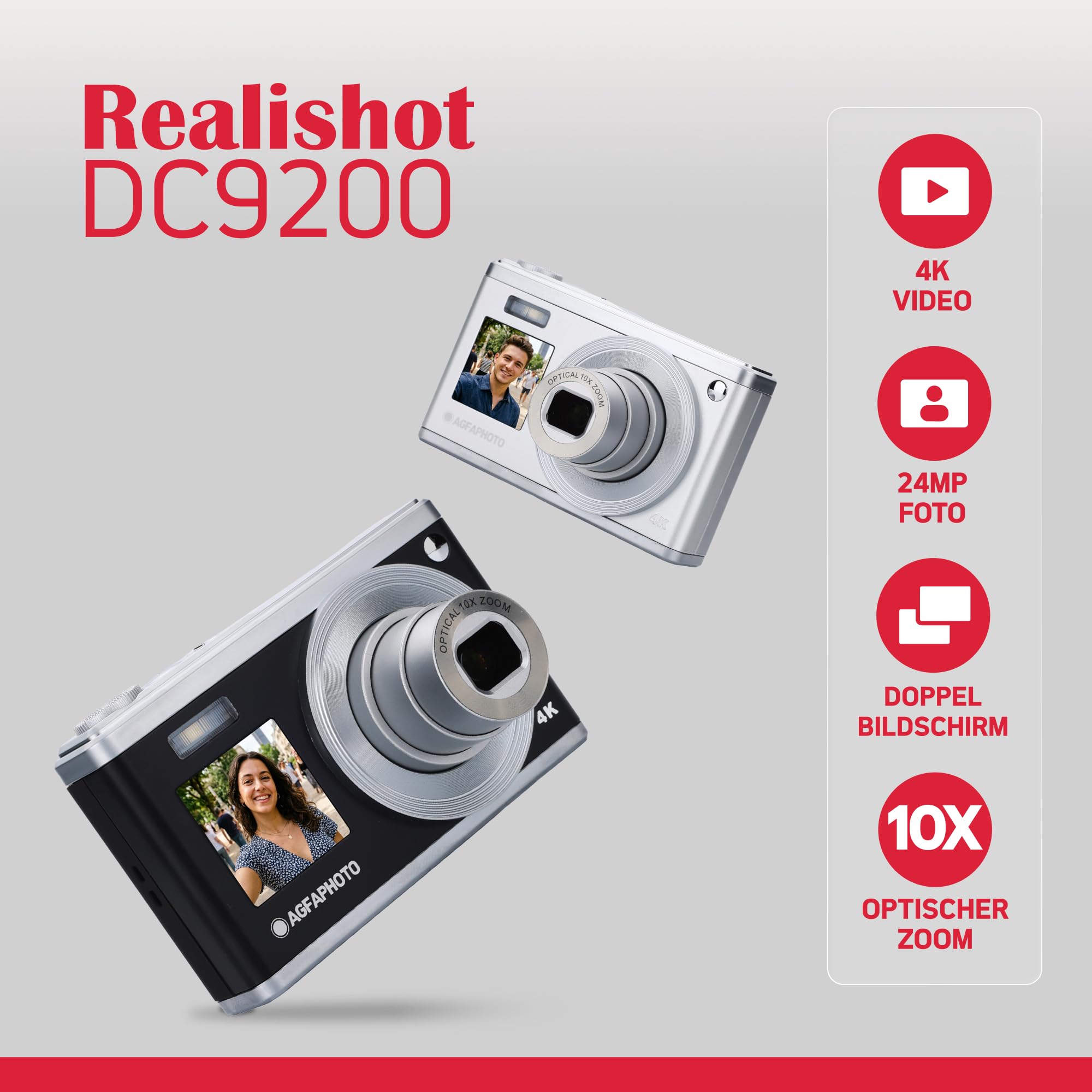 agfaphoto-realishot-dc9200-kompakte-digitalkamera-24-mp-4k-10x-zoom-silber image 2