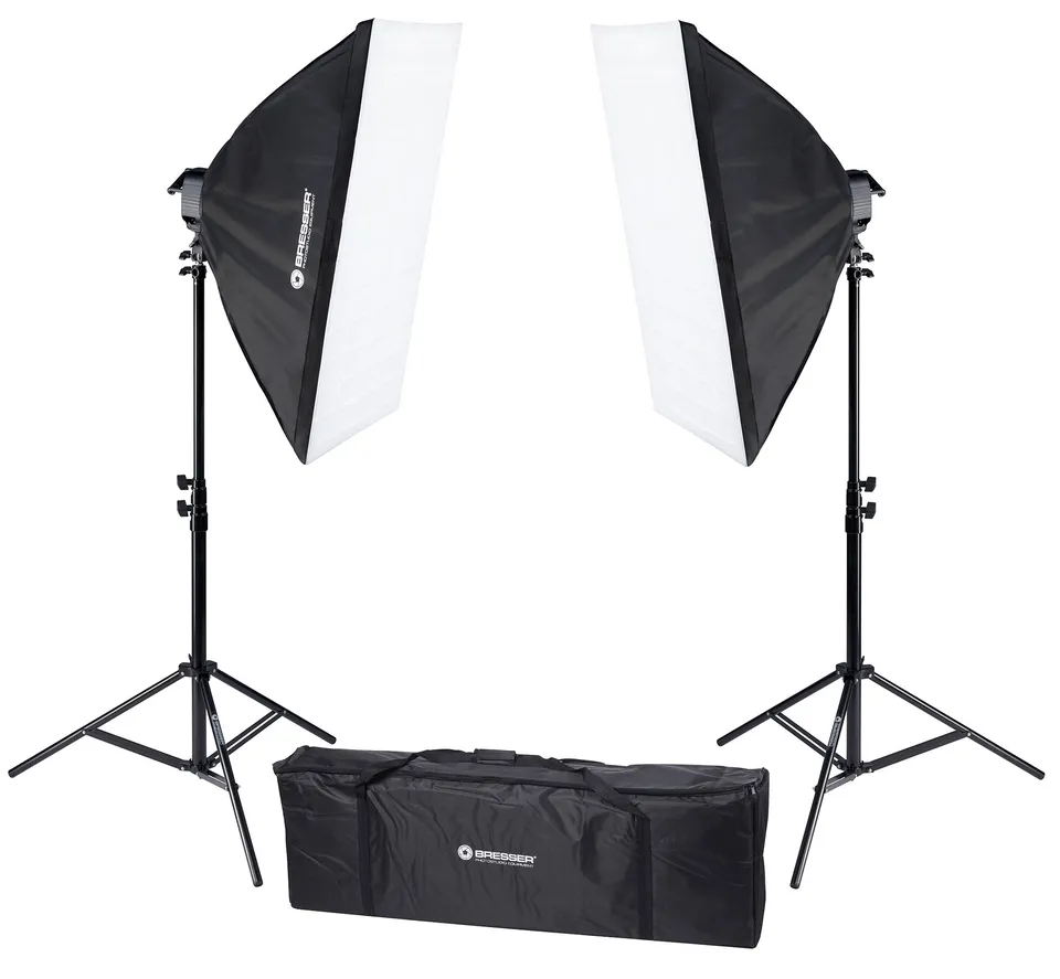 bresser-tageslicht-set-2250w-mit-stativ-und-lampe-2x-softbox-60x90-cm image 1