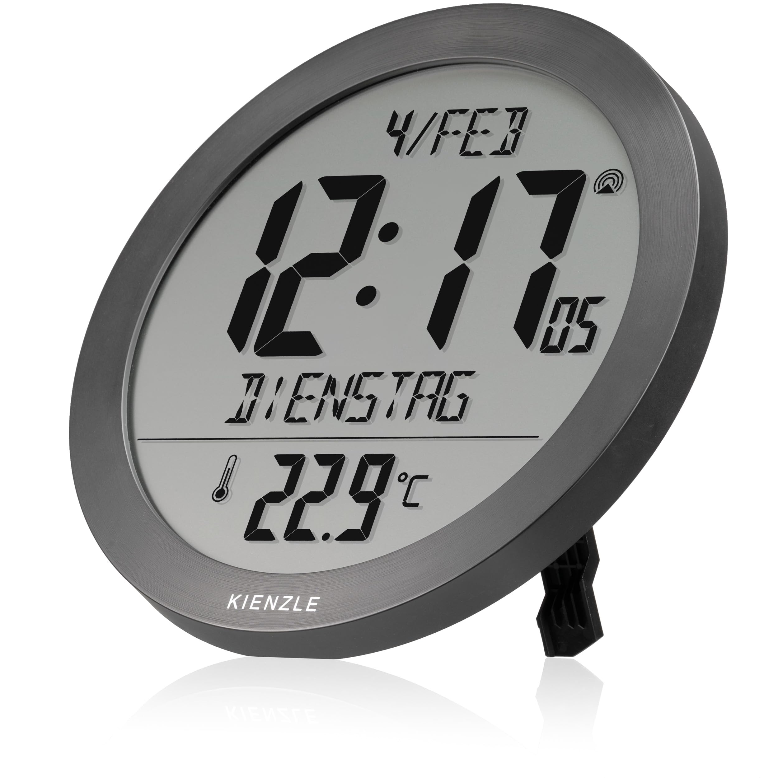 kienzle-dcf-funkwanduhr-18-7-cm-mit-innentemperatur-anthrazit image 1