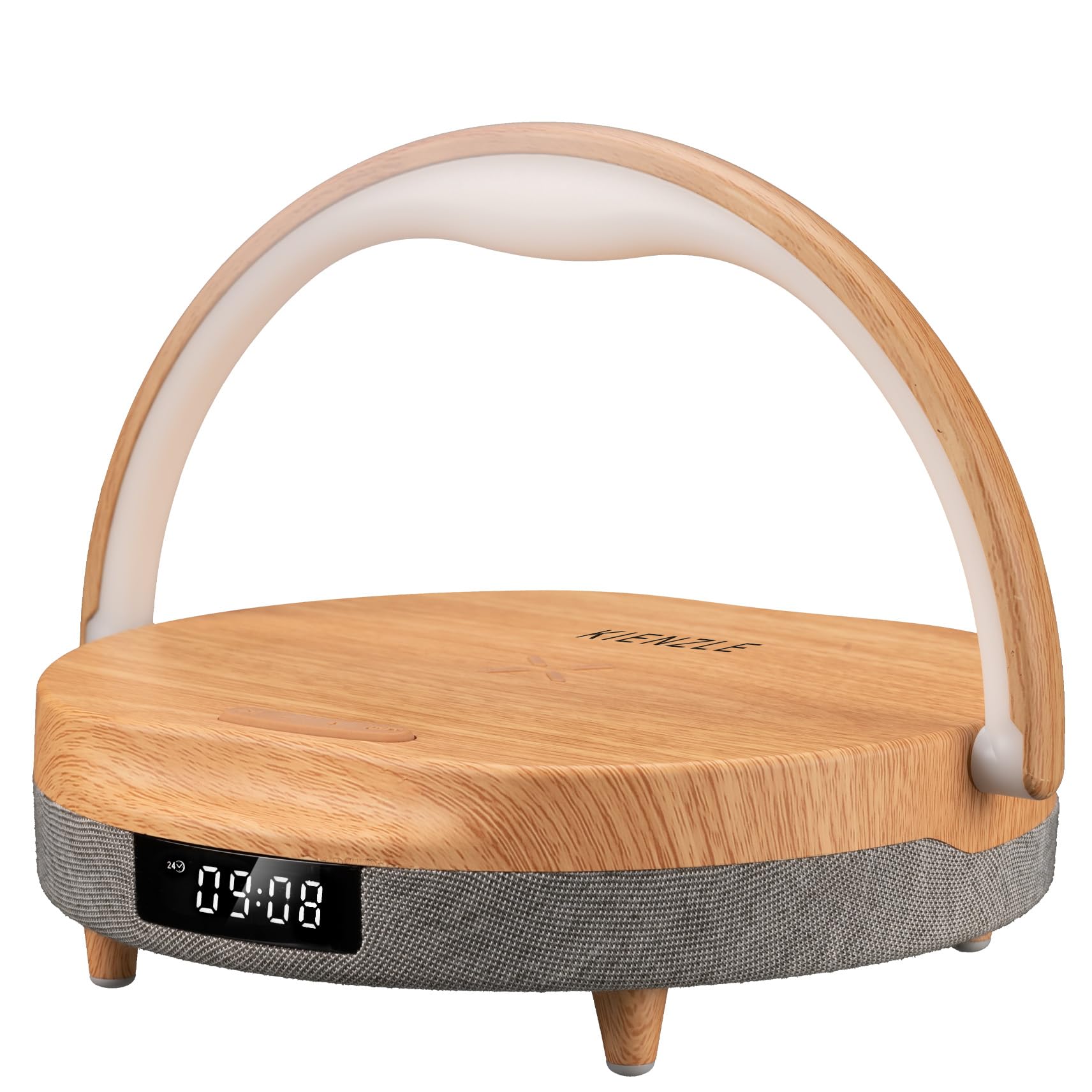 kienzle-led-wecker-mit-bluetooth-5-0-lautsprecher-und-10w-ladepad-holz-look image 4