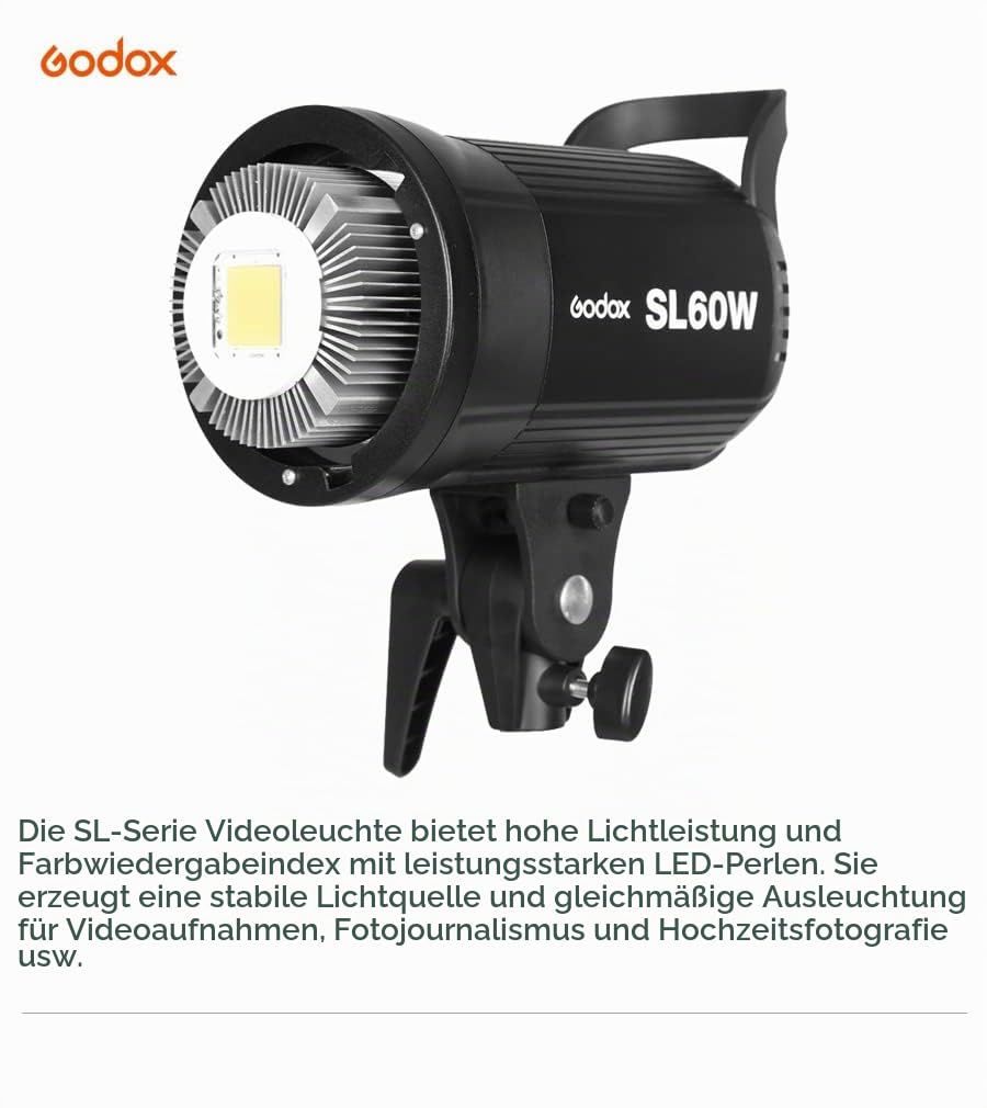 godox-sl-60w-led-videoleuchte-5600k-bowens-mount-set-mit-softbox-und-stativ image 4