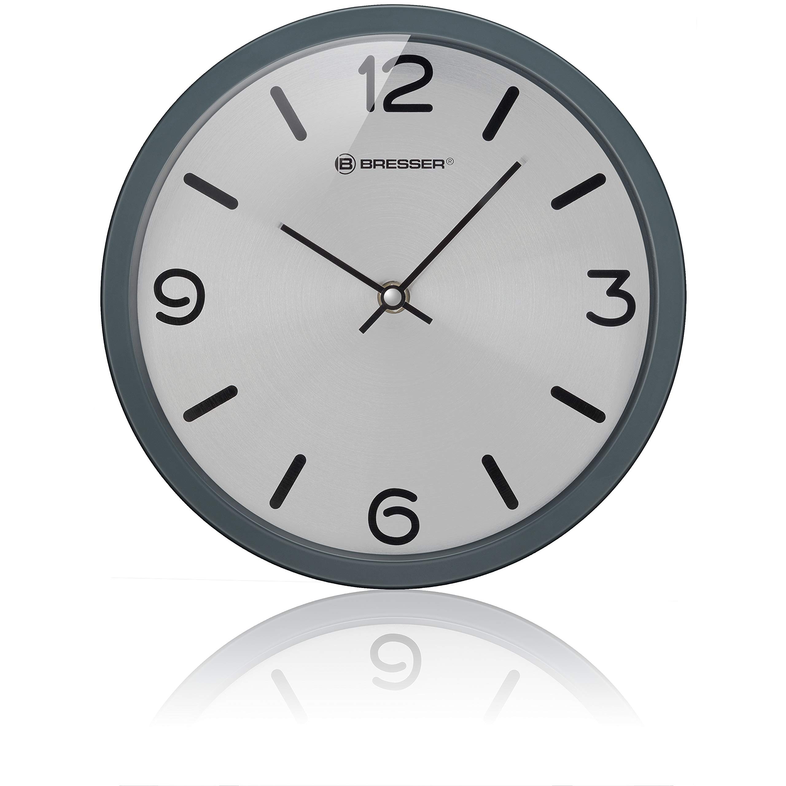 bresser-mytime-silver-edition-wanduhr-25-cm-ger-uschloses-quarzuhrwerk-edelstahl image 2
