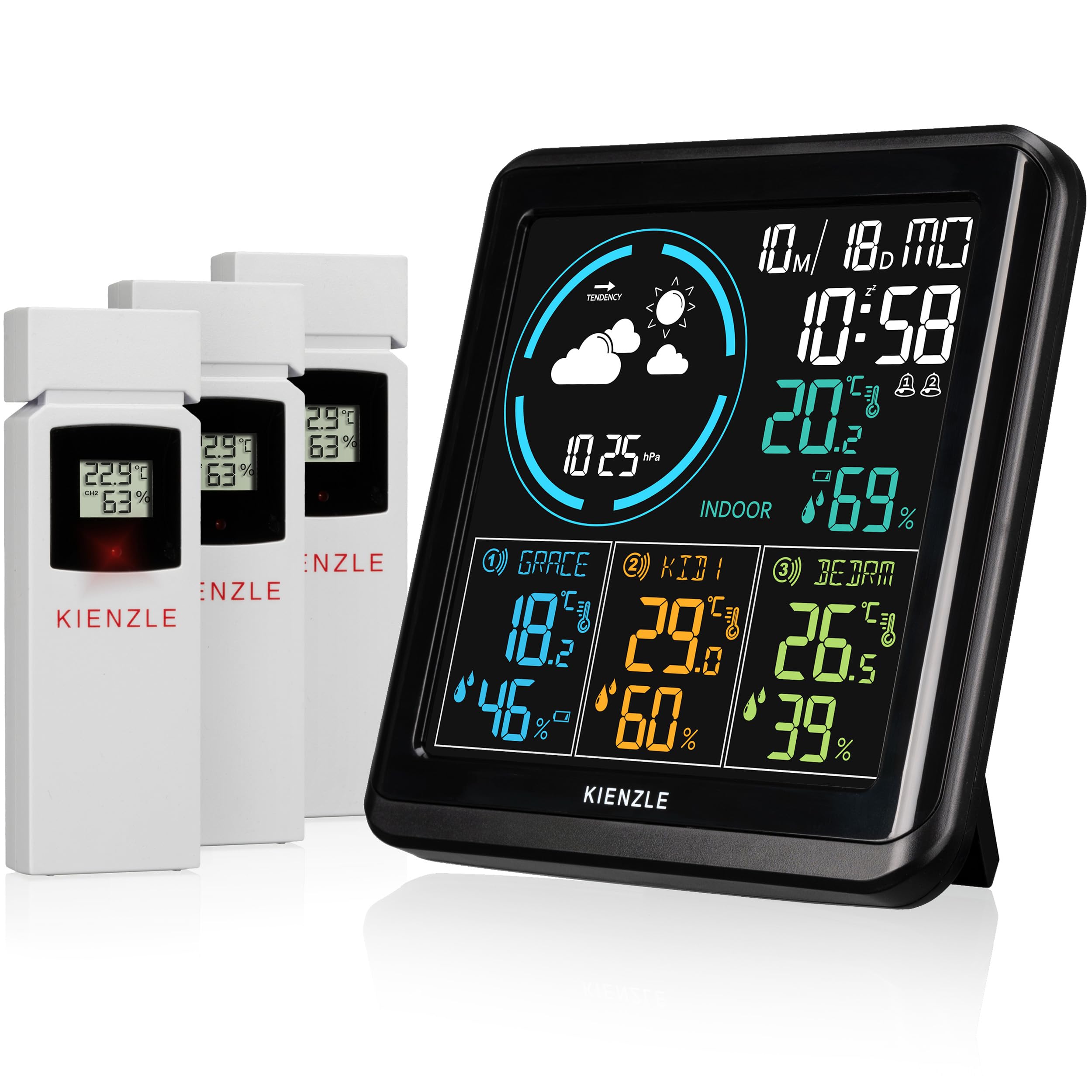 bresser-kienzle-wetterstation-funk-mit-3-au-ensensoren-und-farbdisplay image 1