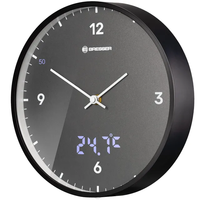 bresser-mytime-ledsec-funk-wanduhr-24-cm-mit-temperaturanzeige-anthracite image 1