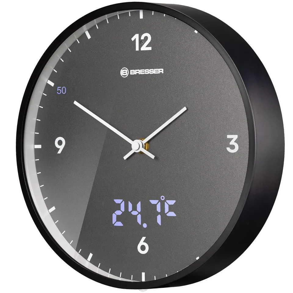 bresser-mytime-ledsec-funk-wanduhr-24-cm-mit-temperaturanzeige-anthracite image 1