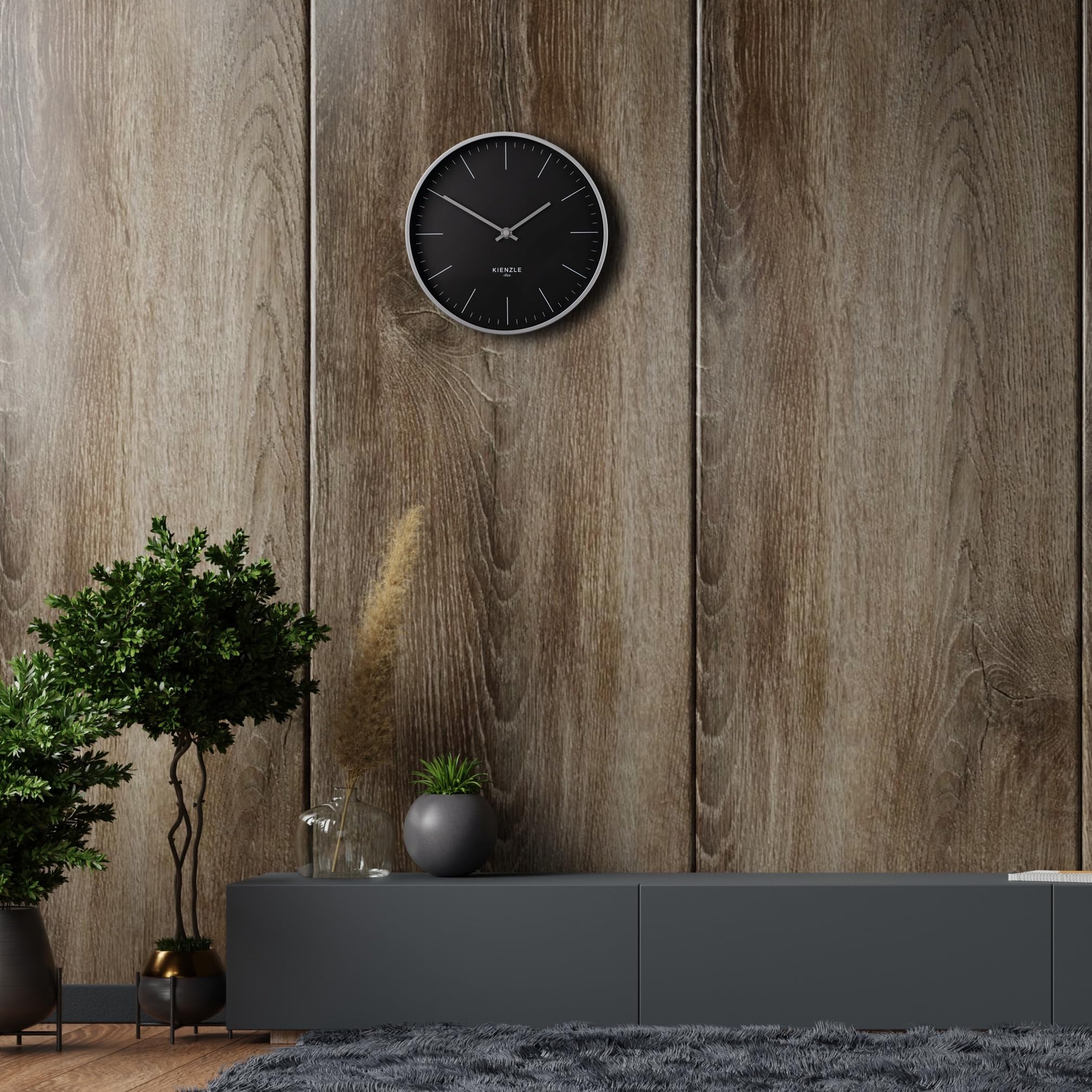 bresser-kienzle-modern-funkwanduhr-25-cm-stahlrahmen-anthrazit image 2