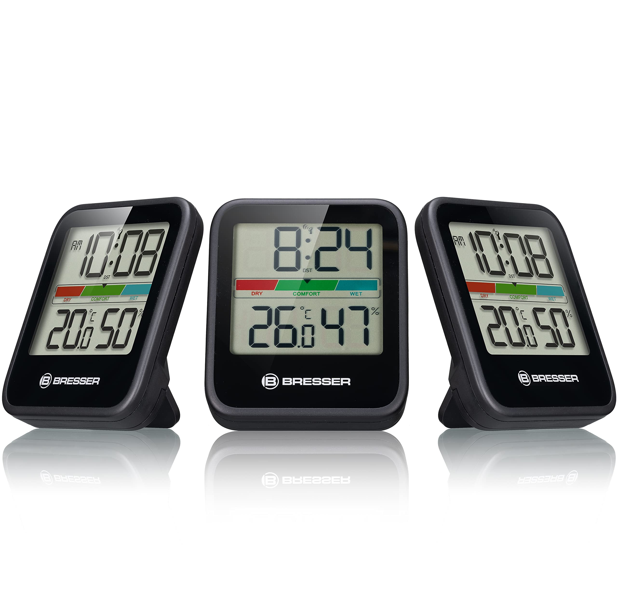 bresser-climate-monitor-thermo-hygrometer-dcf-3er-set-schwarz image 1