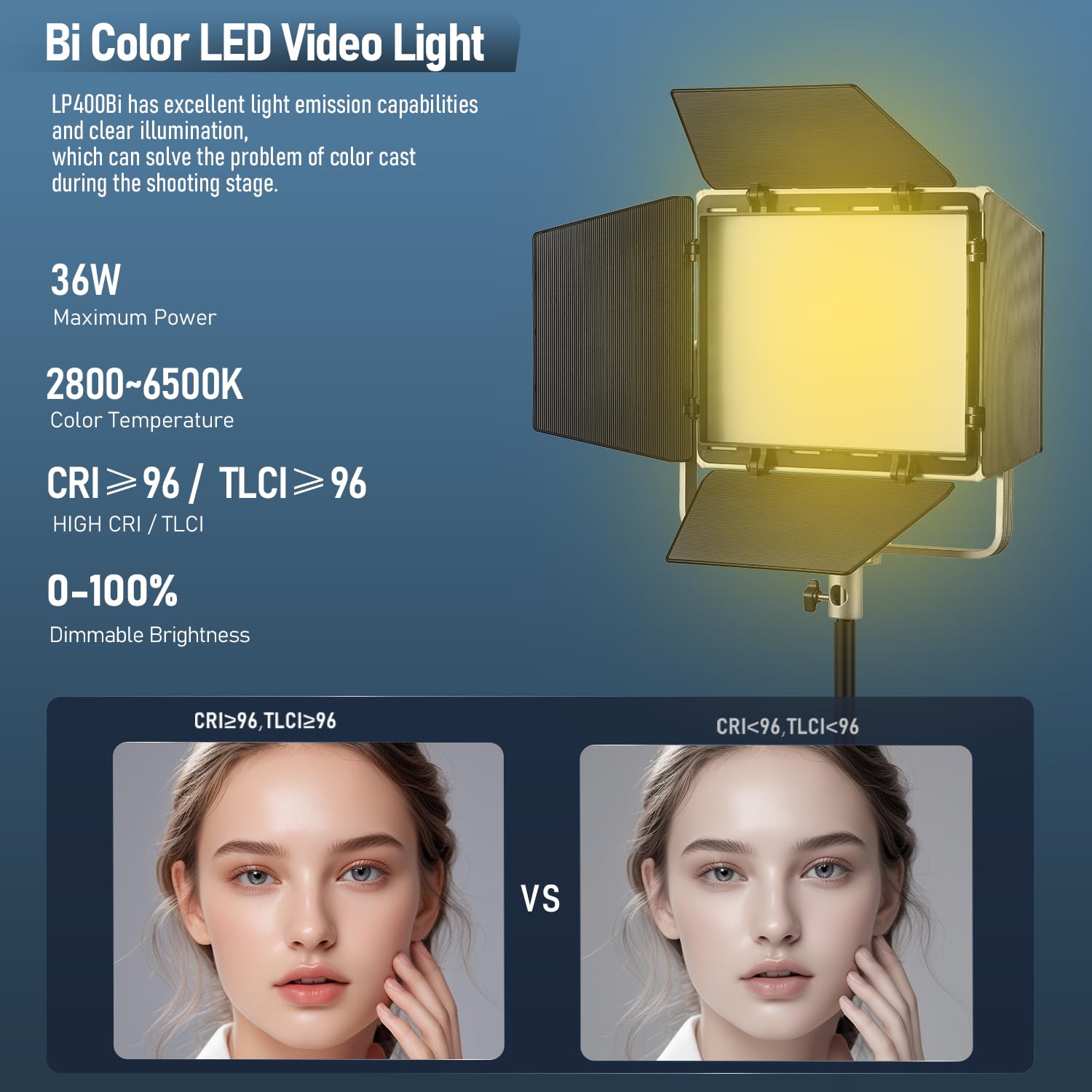 godox-lp400bi-led-videoleuchte-panel-bi-color-2800k-6500k-36w image 2