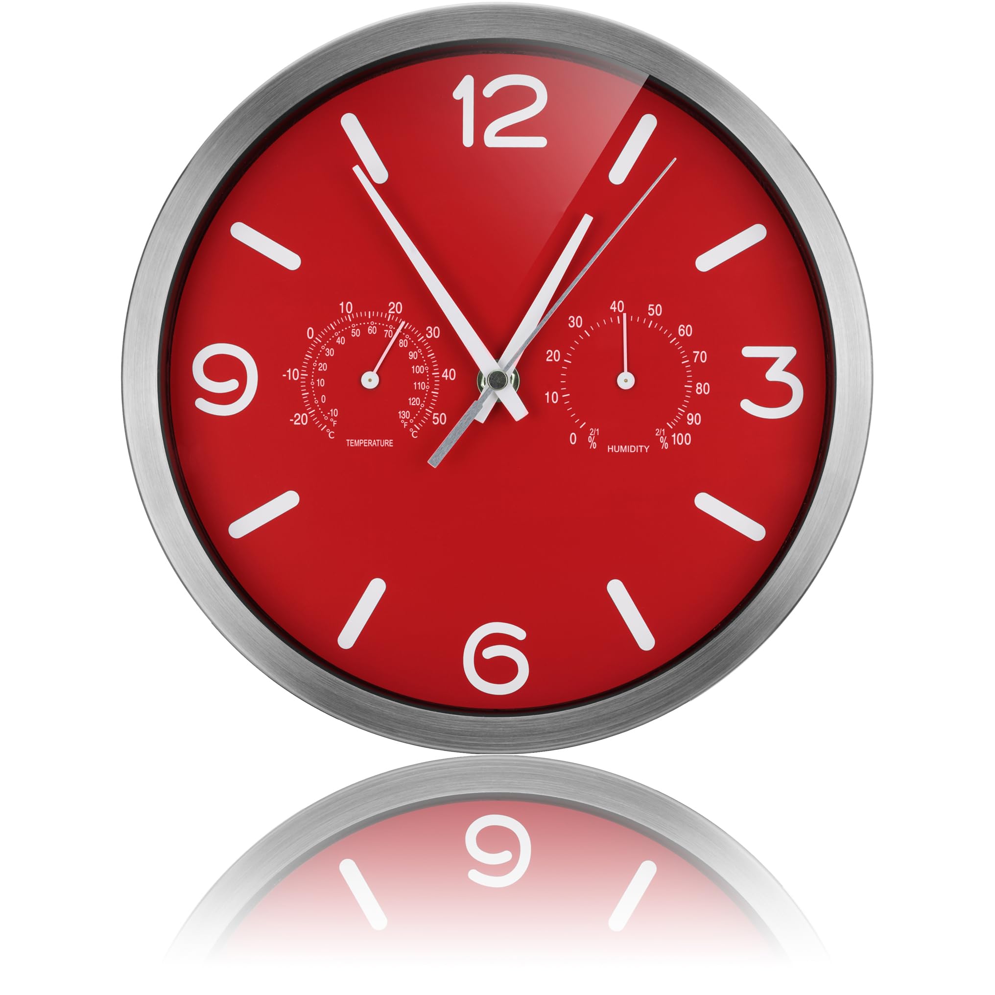 bresser-funkuhr-mytime-nd-thermo-hygro-wanduhr-250-mm-rot image 2