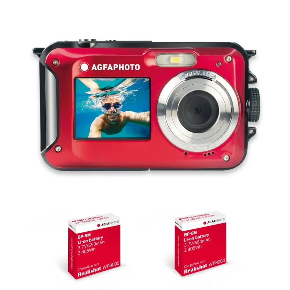 agfaphoto-realishot-wp8000-wasserdichte-digitalkamera-24-mp-full-hd-rot-2-akkus image 1