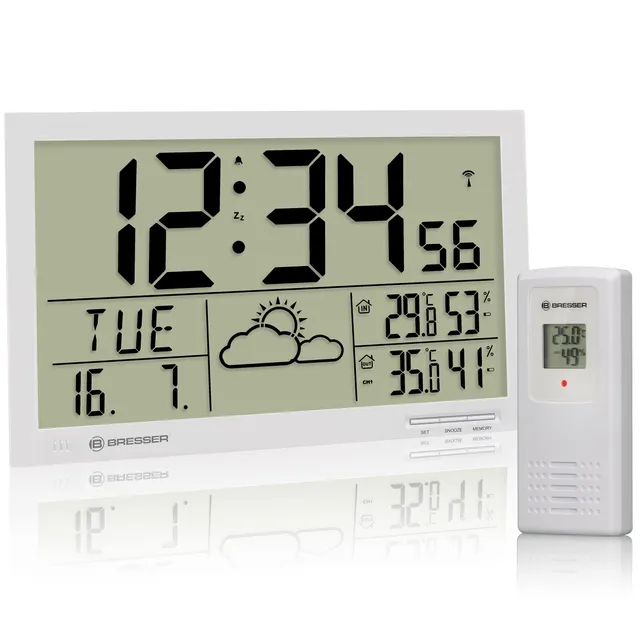 bresser-mytime-jumbo-lcd-funk-wetter-wanduhr-mit-au-ensensor-9cm-ziffern-wei image 1