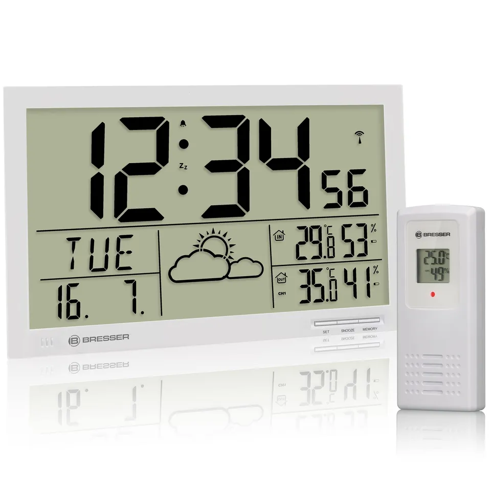 bresser-mytime-jumbo-lcd-funk-wetter-wanduhr-mit-au-ensensor-9cm-ziffern-wei image 1