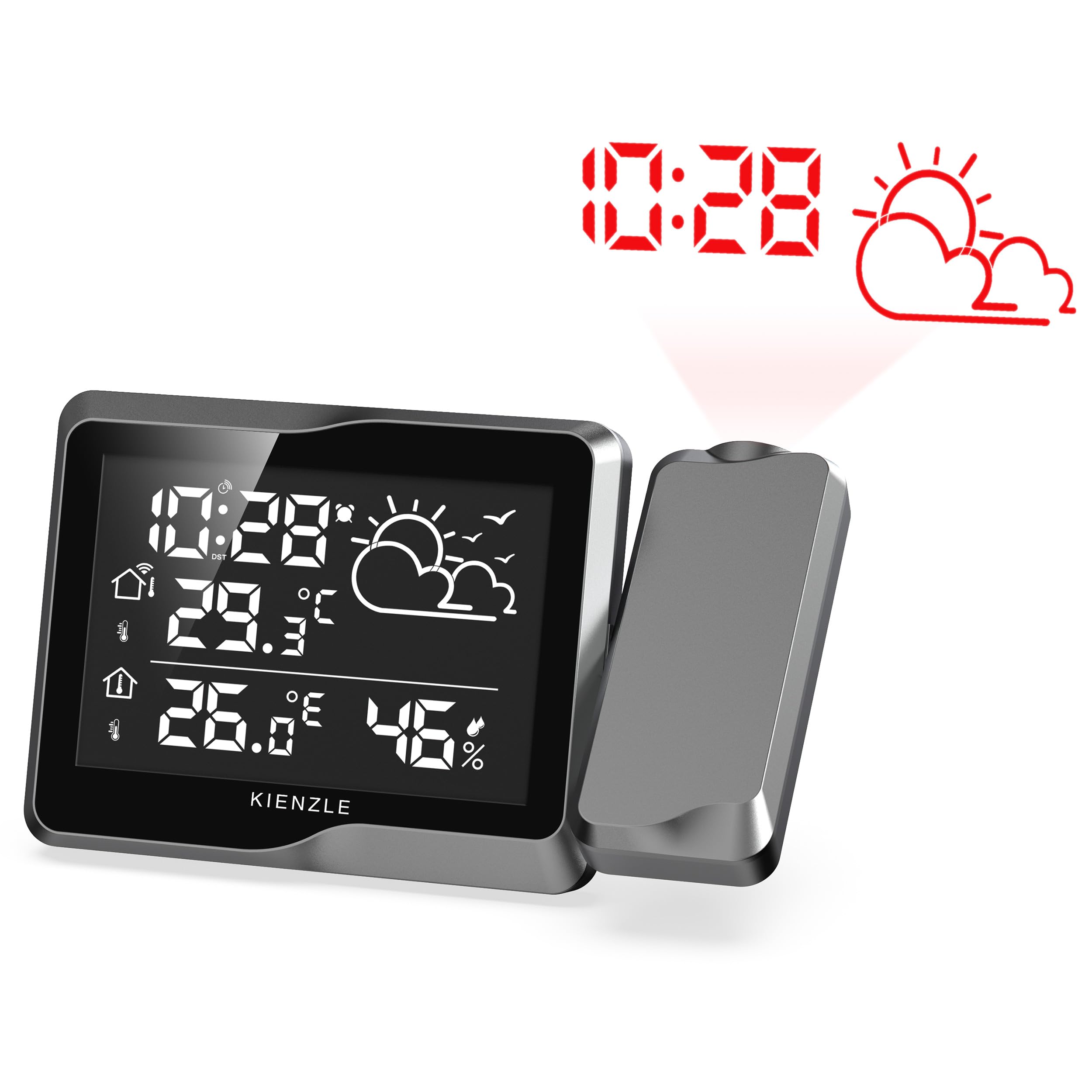 kienzle-wetterstation-funk-mit-au-ensensor-projektion-und-dcf-uhr image 2