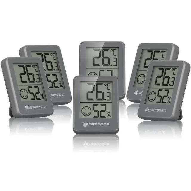 bresser-climatemp-thermo-hygrometer-indikator-6er-set-digital-grau image 1