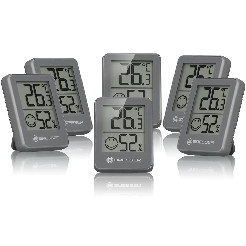 bresser-climatemp-thermo-hygrometer-indikator-6er-set-digital-grau image 1