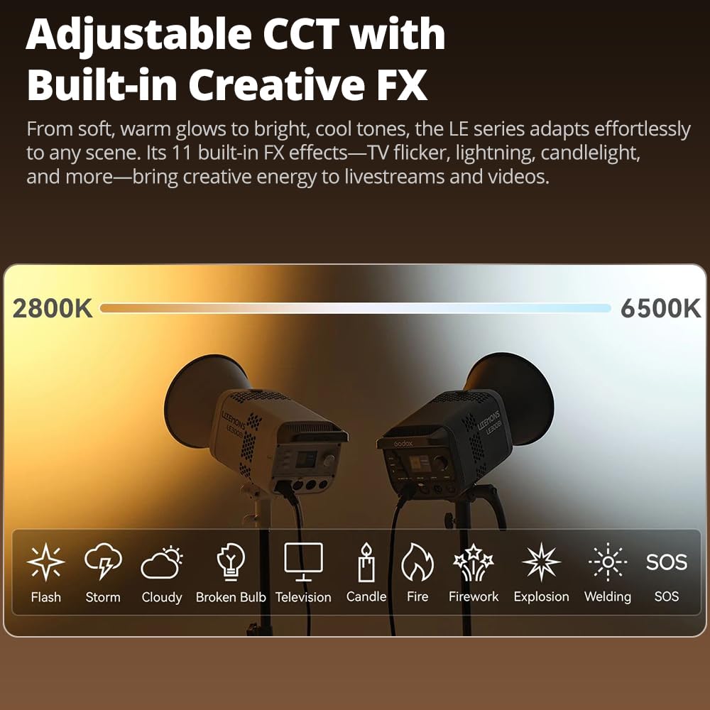 godox-le600bi-led-videoleuchte-610w-bi-color-2800k-6500k-bowens-mount-schwarz image 5